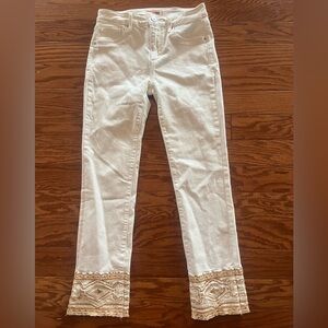 DRIFTWOOD Women’s size 25 Colette BohoCuff Embroidery Cropped White Wash Jeans